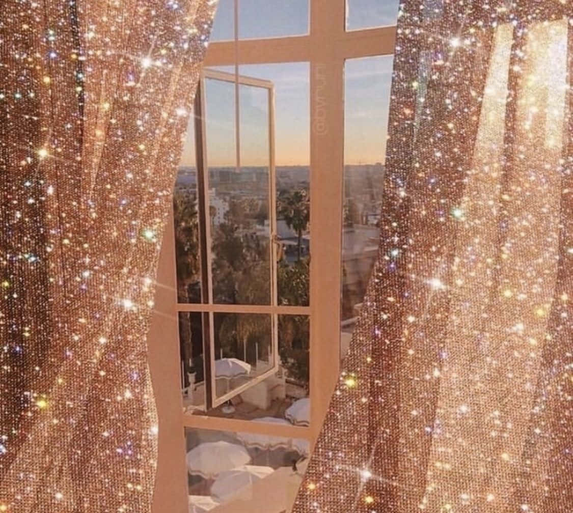 Boujee Aesthetic Sparkling Curtains Background