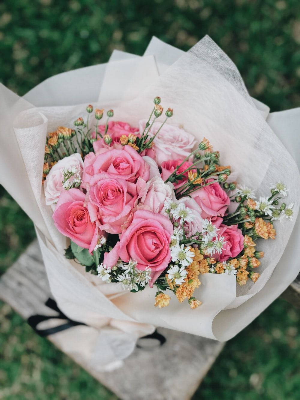 Bouquet In White Paper Background