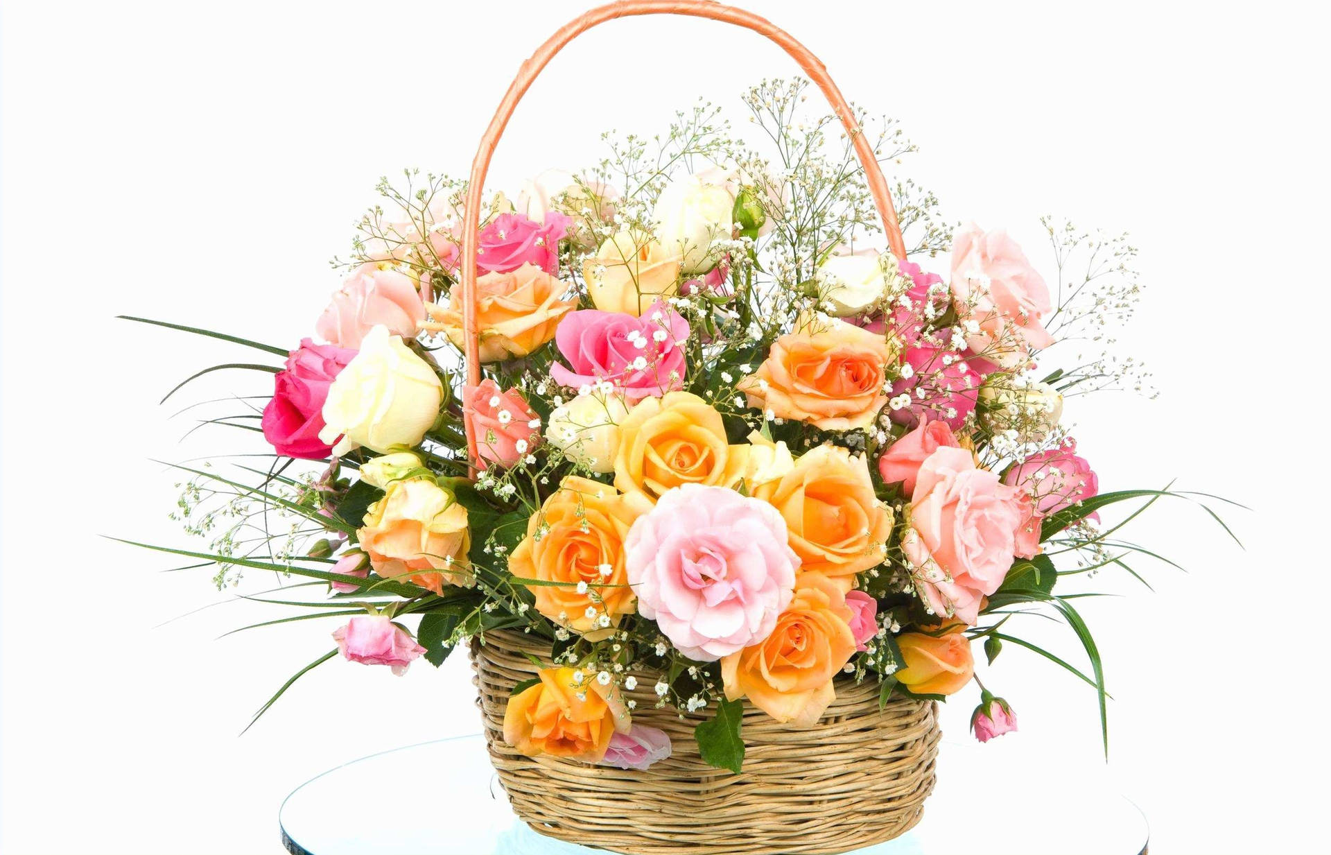 Bouquet Wicker Basket Background