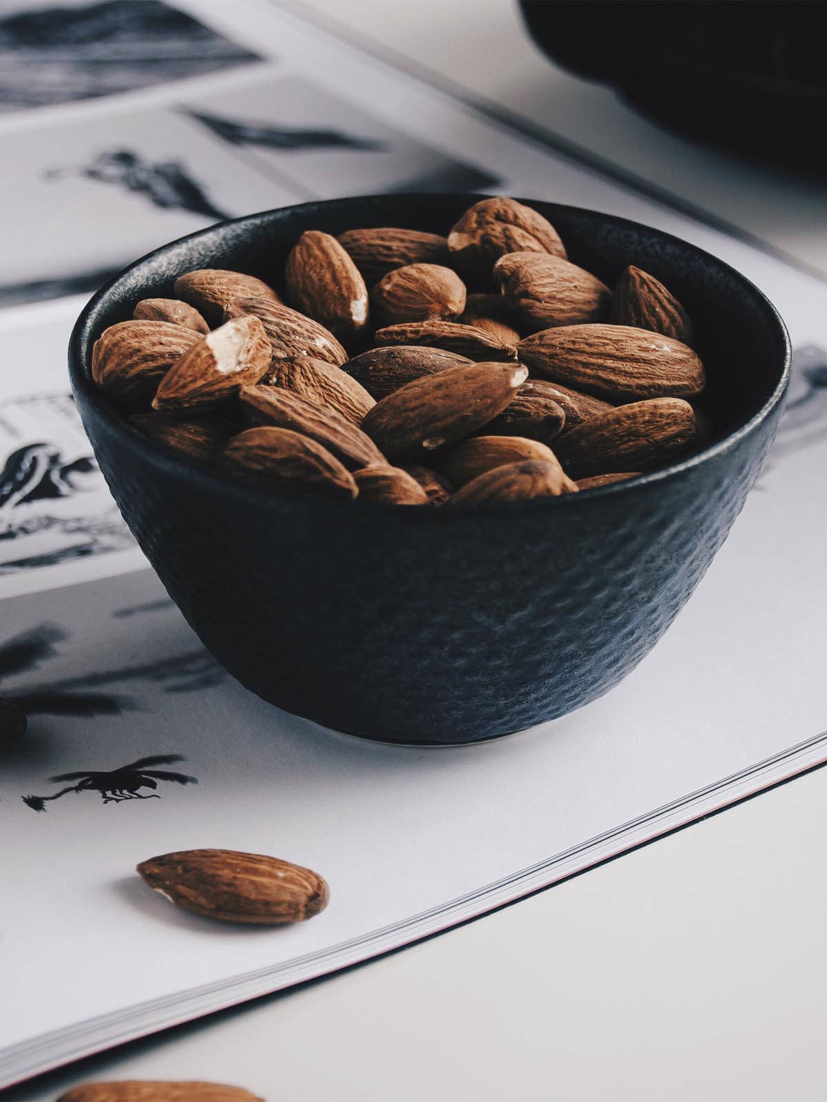 Bowl Of Almonds Background