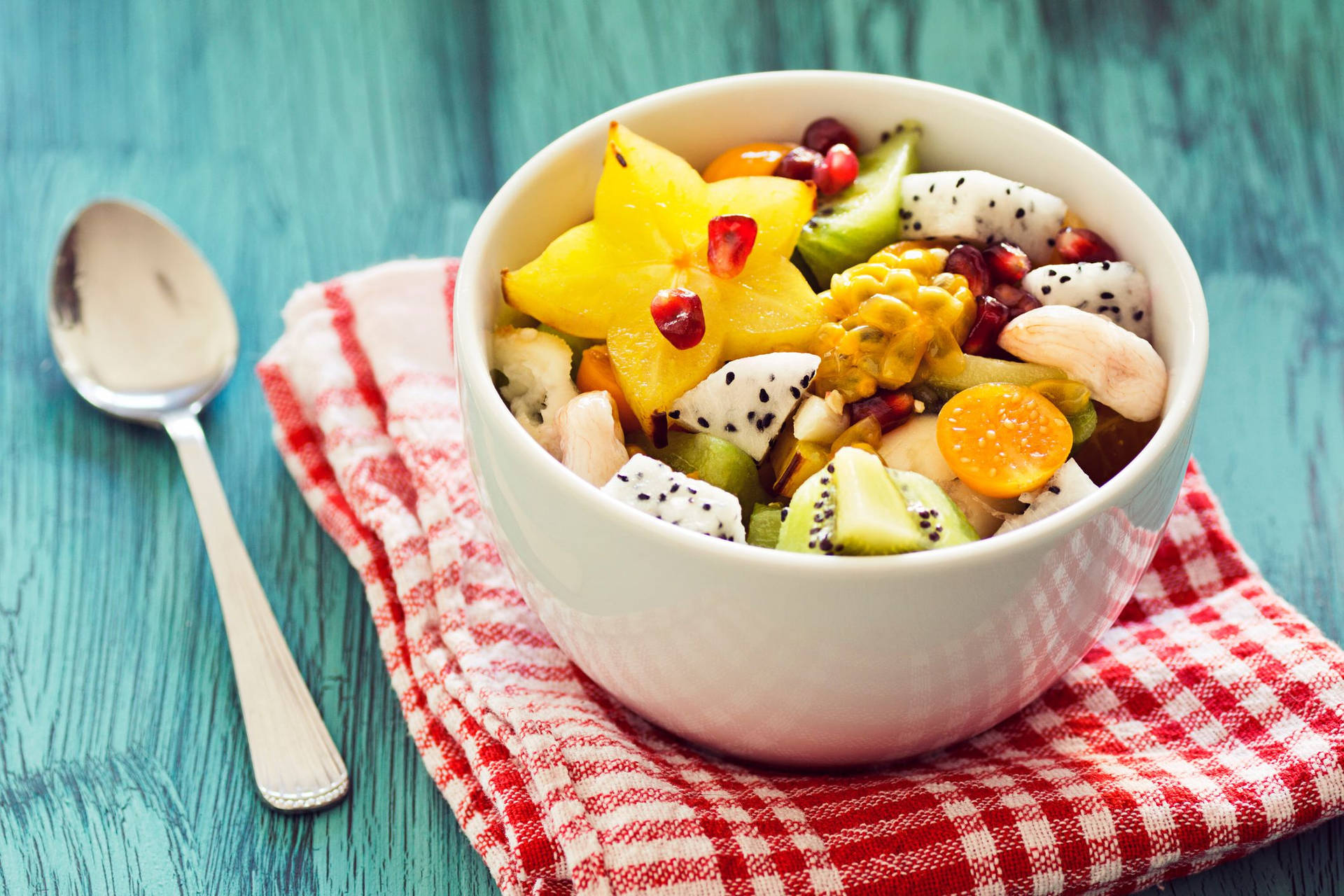 Bowl Of Fresh Fruit Salad Background