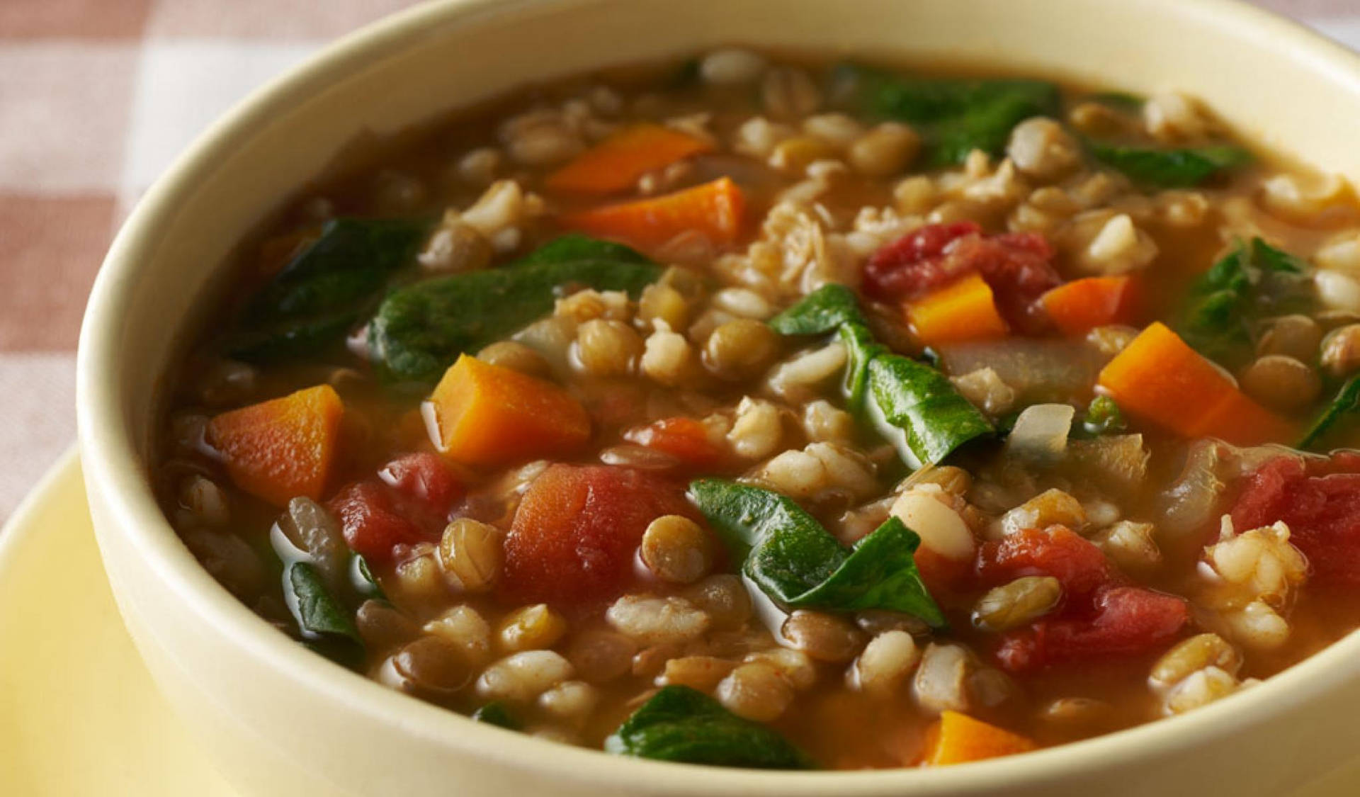 Bowl Of Lentils In Soup Background