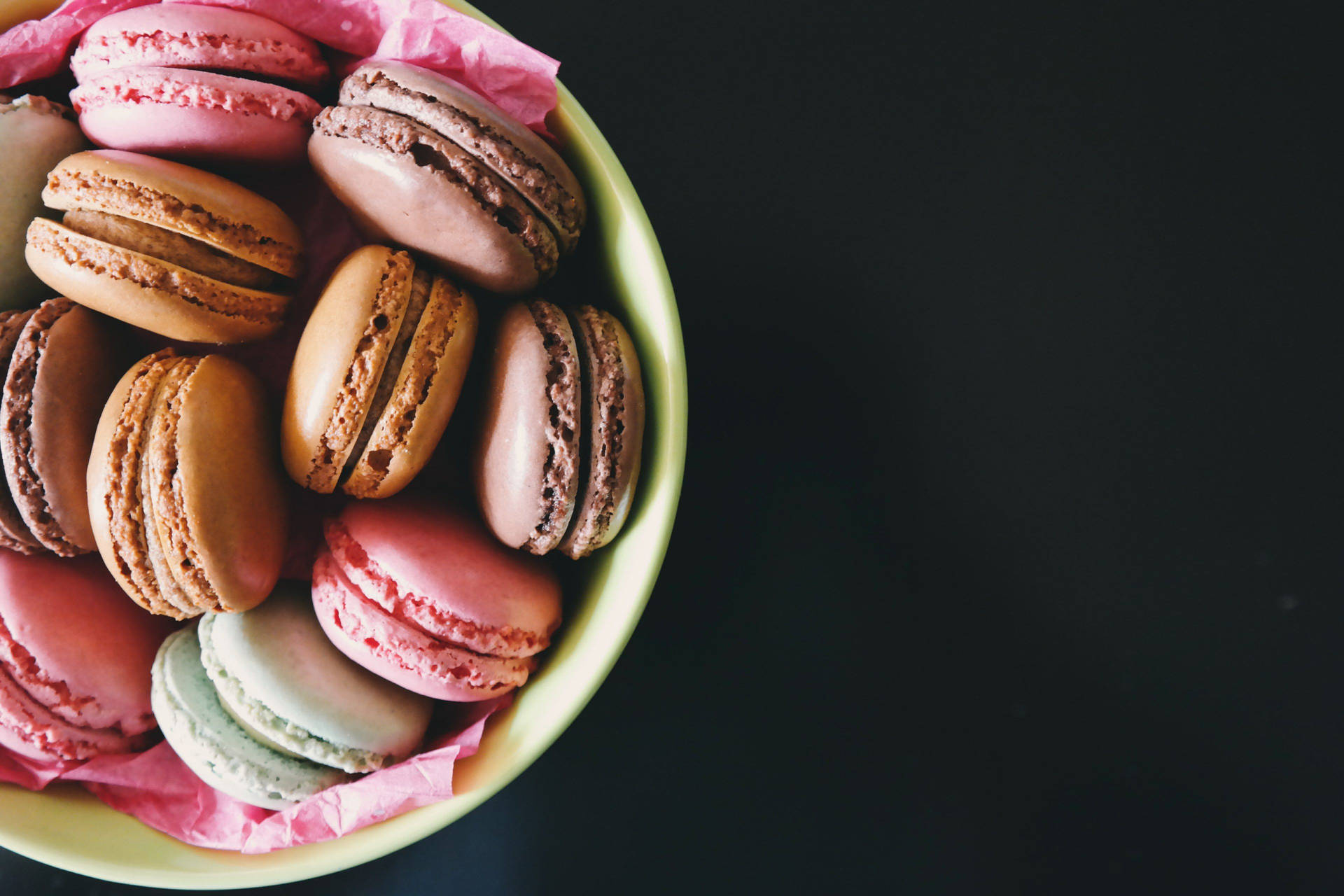 Bowl Of Macaron Desserts Background