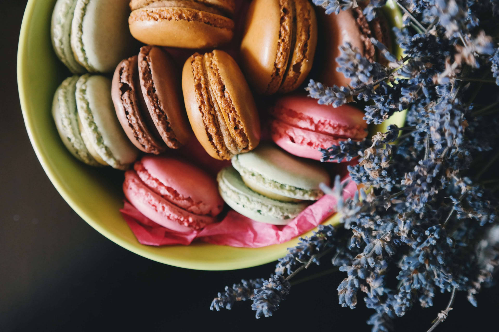 Bowl Of Macarons Desserts Background