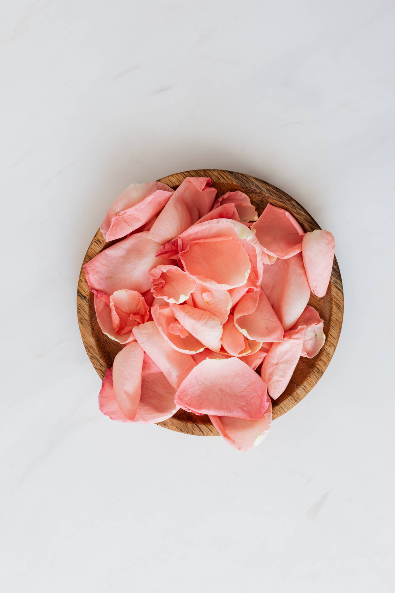 Bowl Of Pink Rose Petals Background