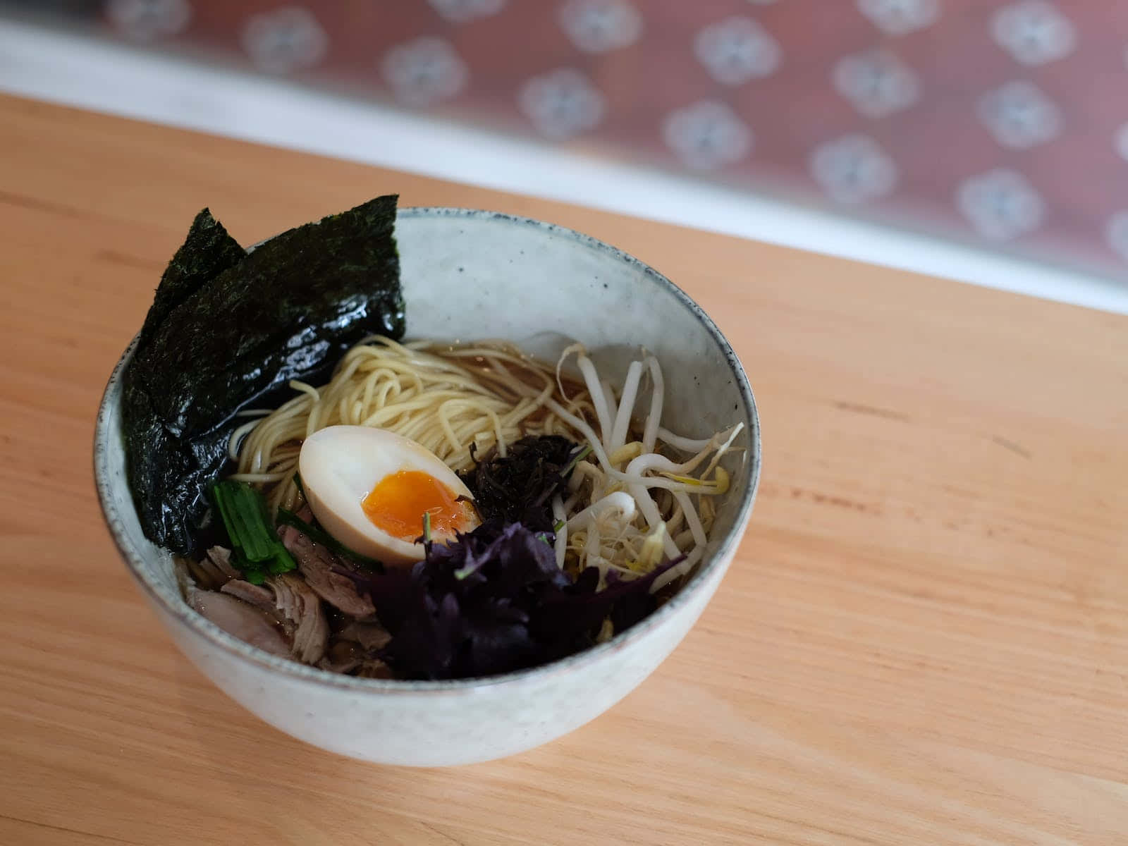 Bowl Of Ramen Noodles With Nori Background