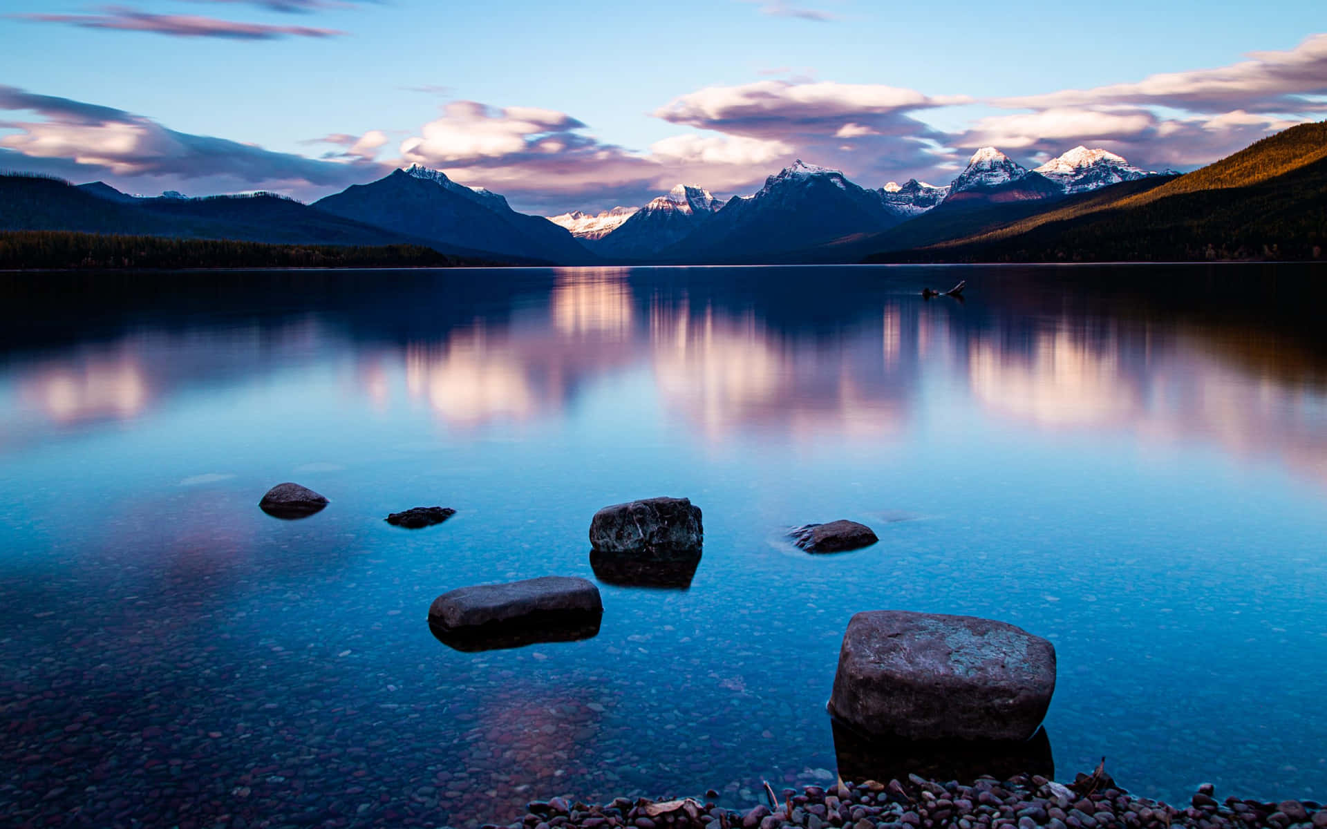 Bowman Lake View Glacier National Park Background