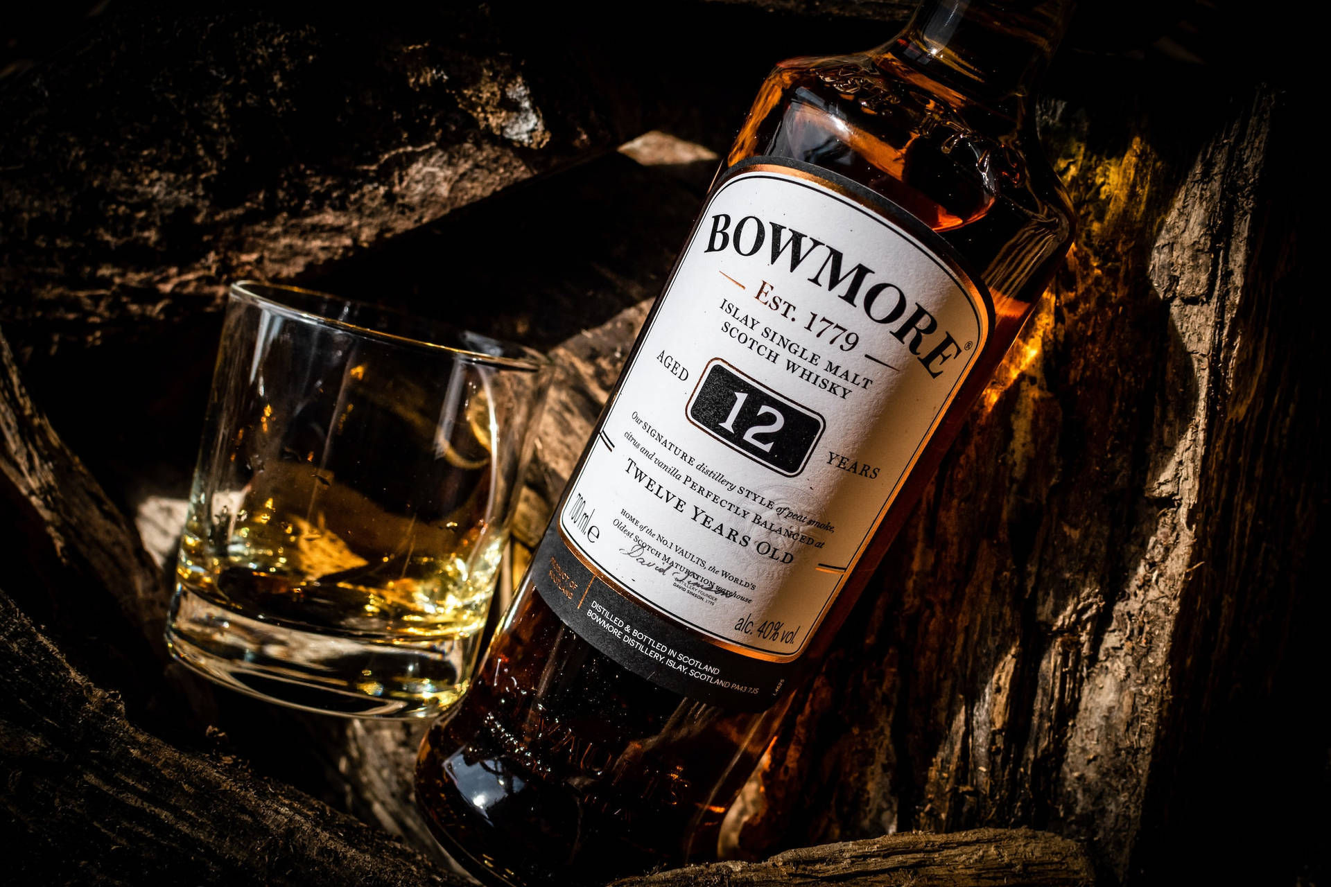 Bowmore Aged 12 Years Old Whisky Background