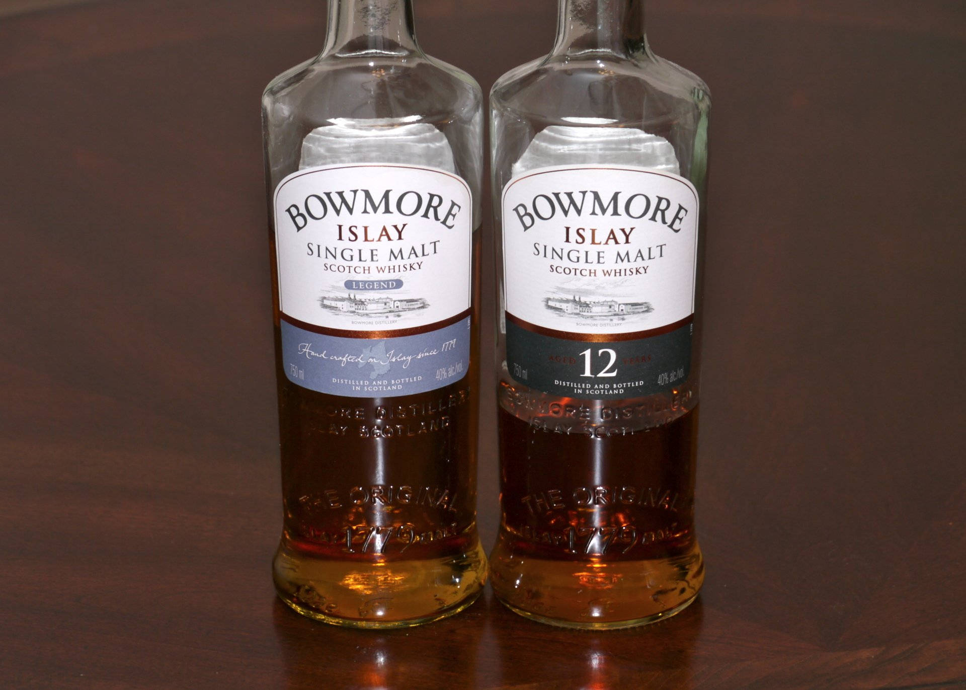 Bowmore Legend Single Malt & 12 Years Old Whisky Background