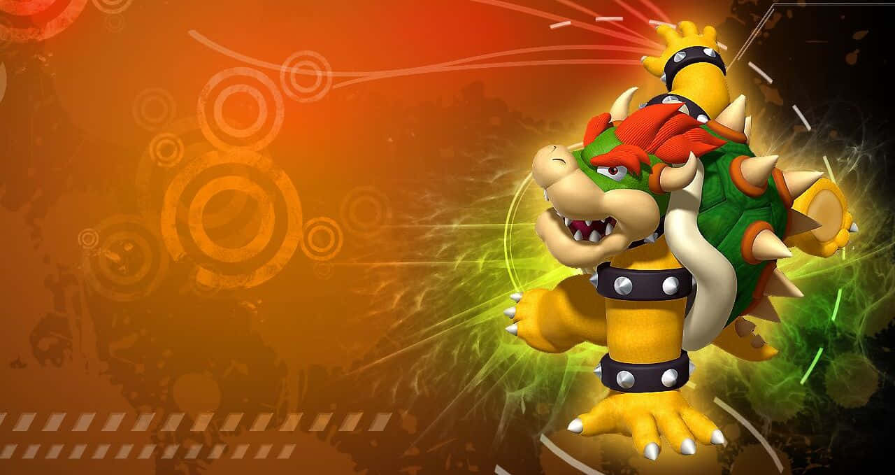 Bowser, The Fiery King Of The Koopas, On A Dynamic Background Background
