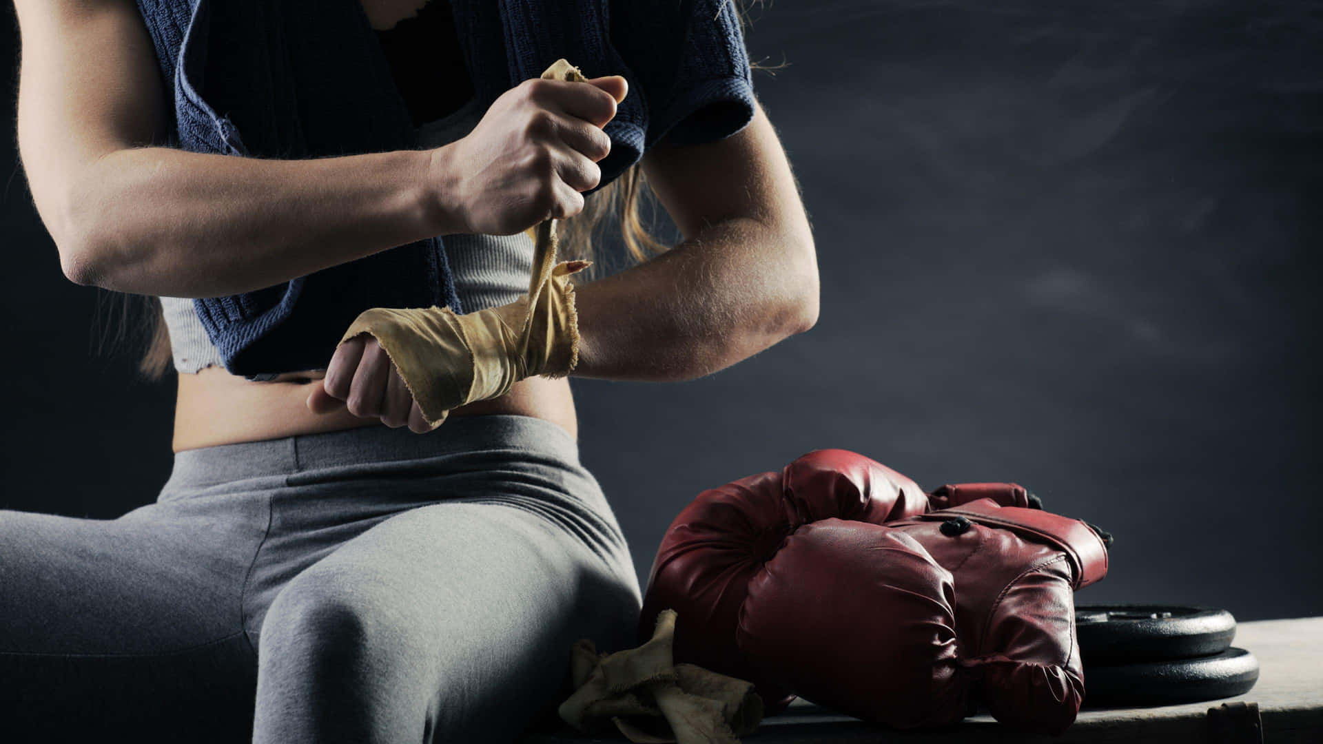 Boxer Wrapping Hands Before Training.jpg Background