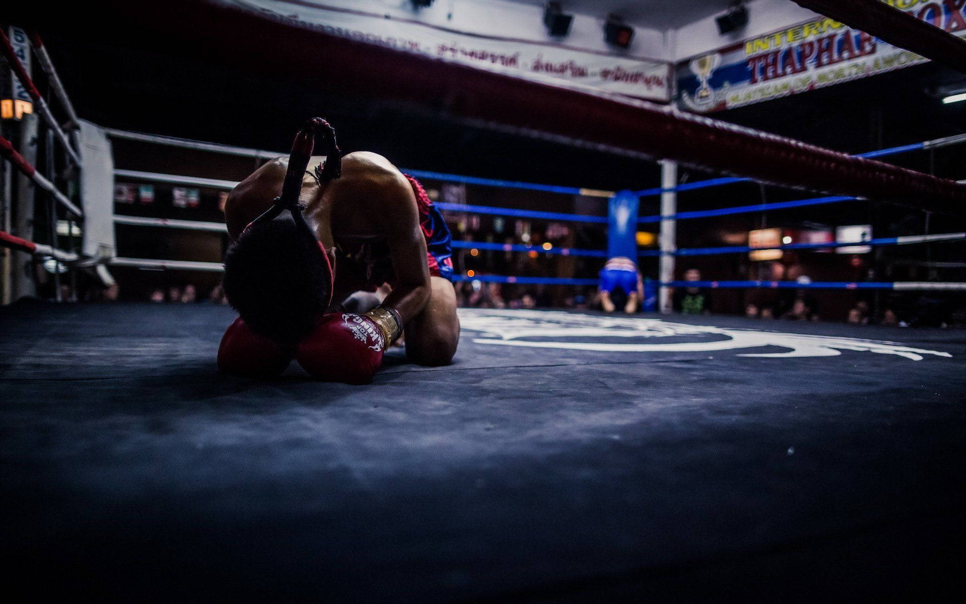Boxing Ring Kneeling Shot Background