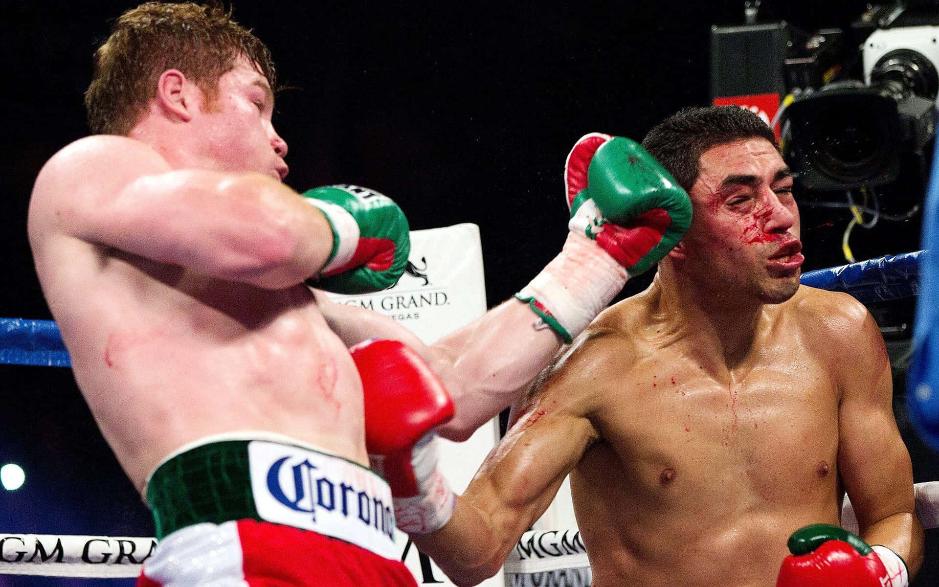 Boxing Star Saul ‘canelo’ Alvarez Delivering A Powerful Uppercut Background