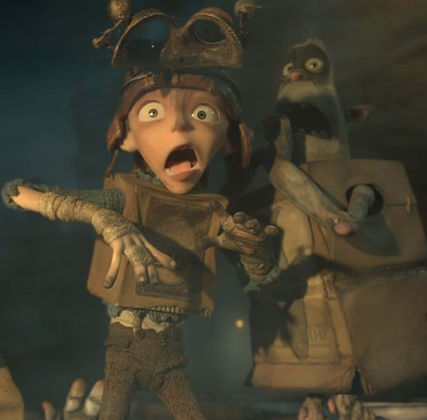 Boxtrolls Characters Eggs And Fish In Action Background