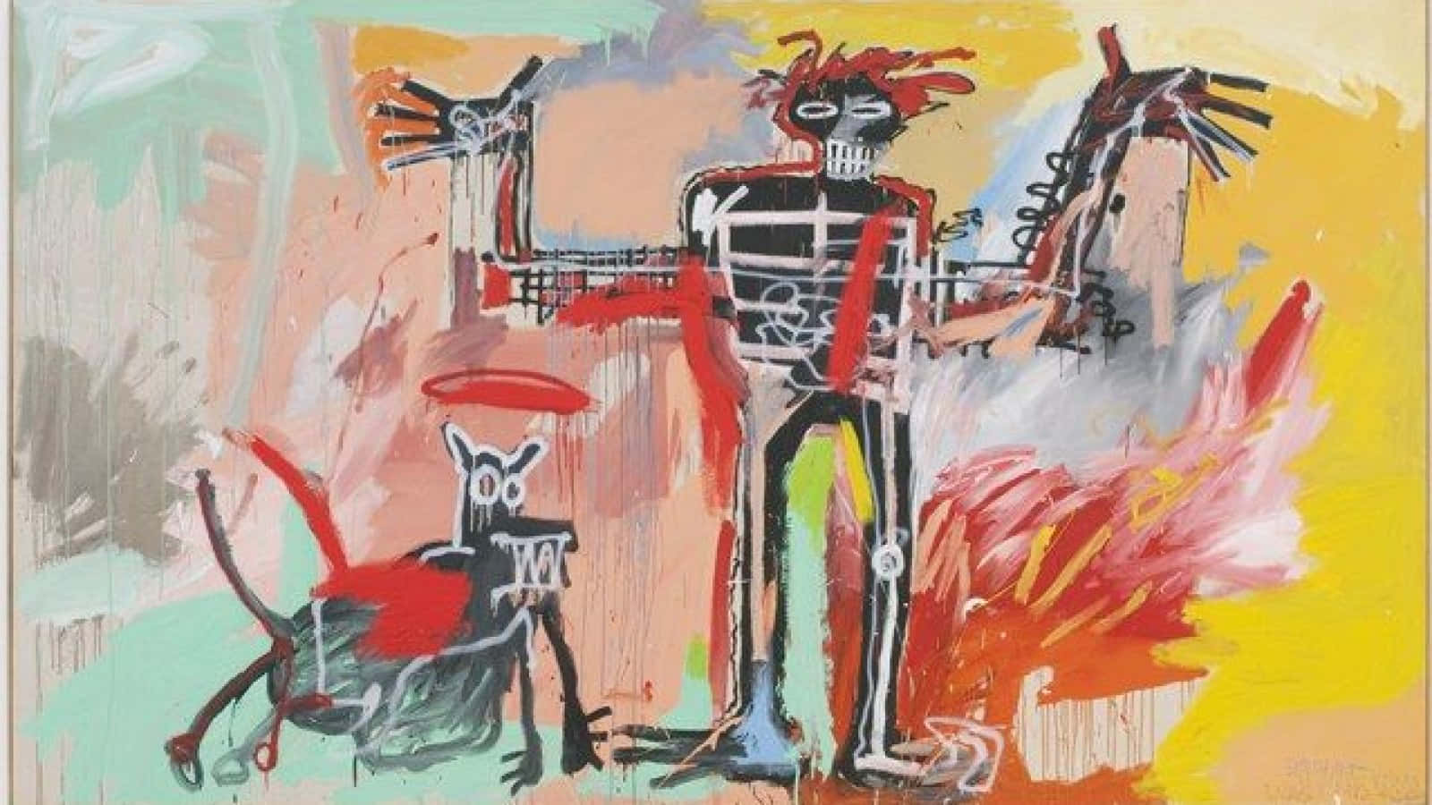 Boy And Dog In A Johnnypump By Jean Michel Basquiat Background