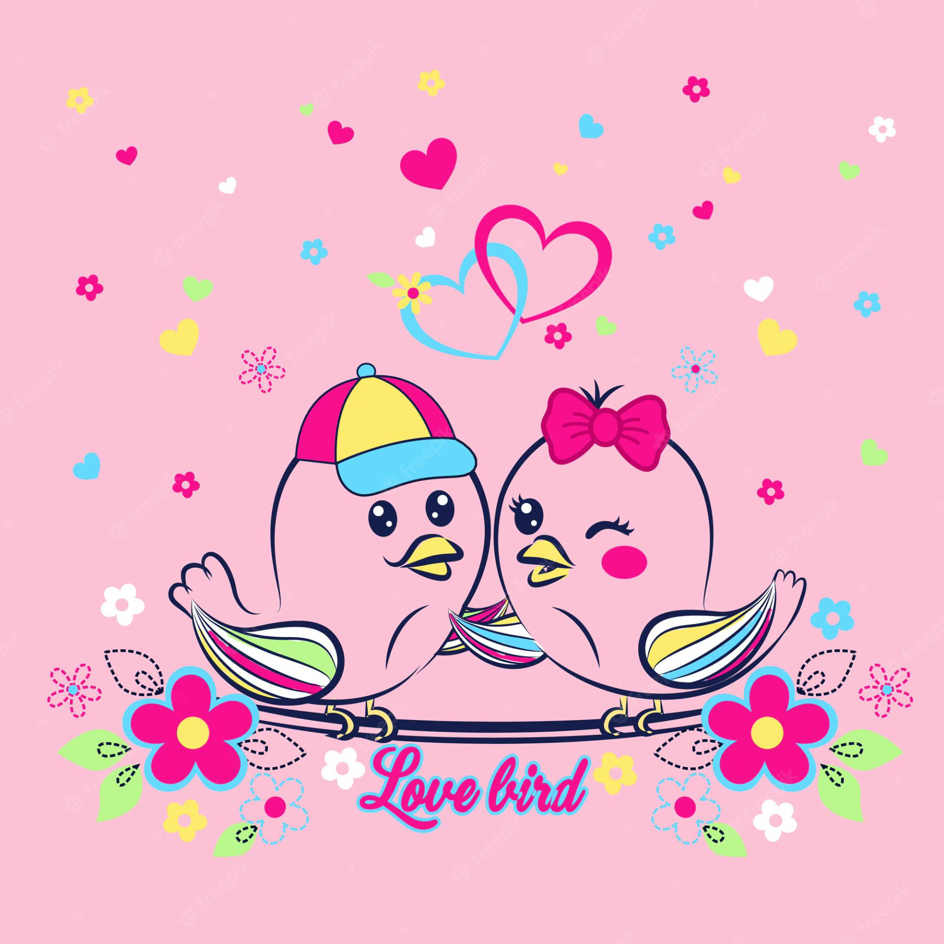 Boy And Girl Pink Love Birds