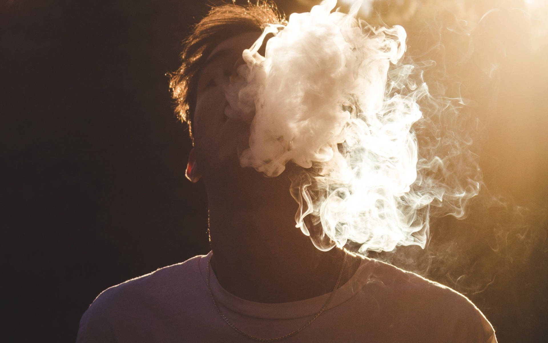 Boy Getting High From Smoking Weed Background
