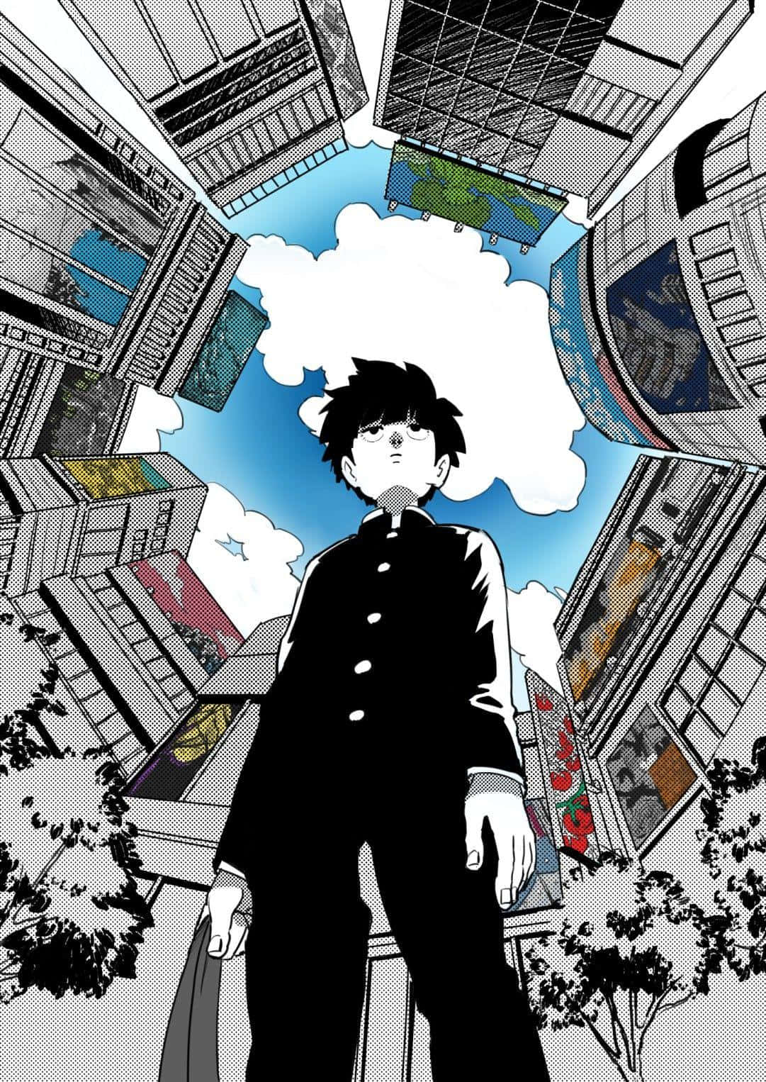 Boy In City Mob Psycho Iphone Background