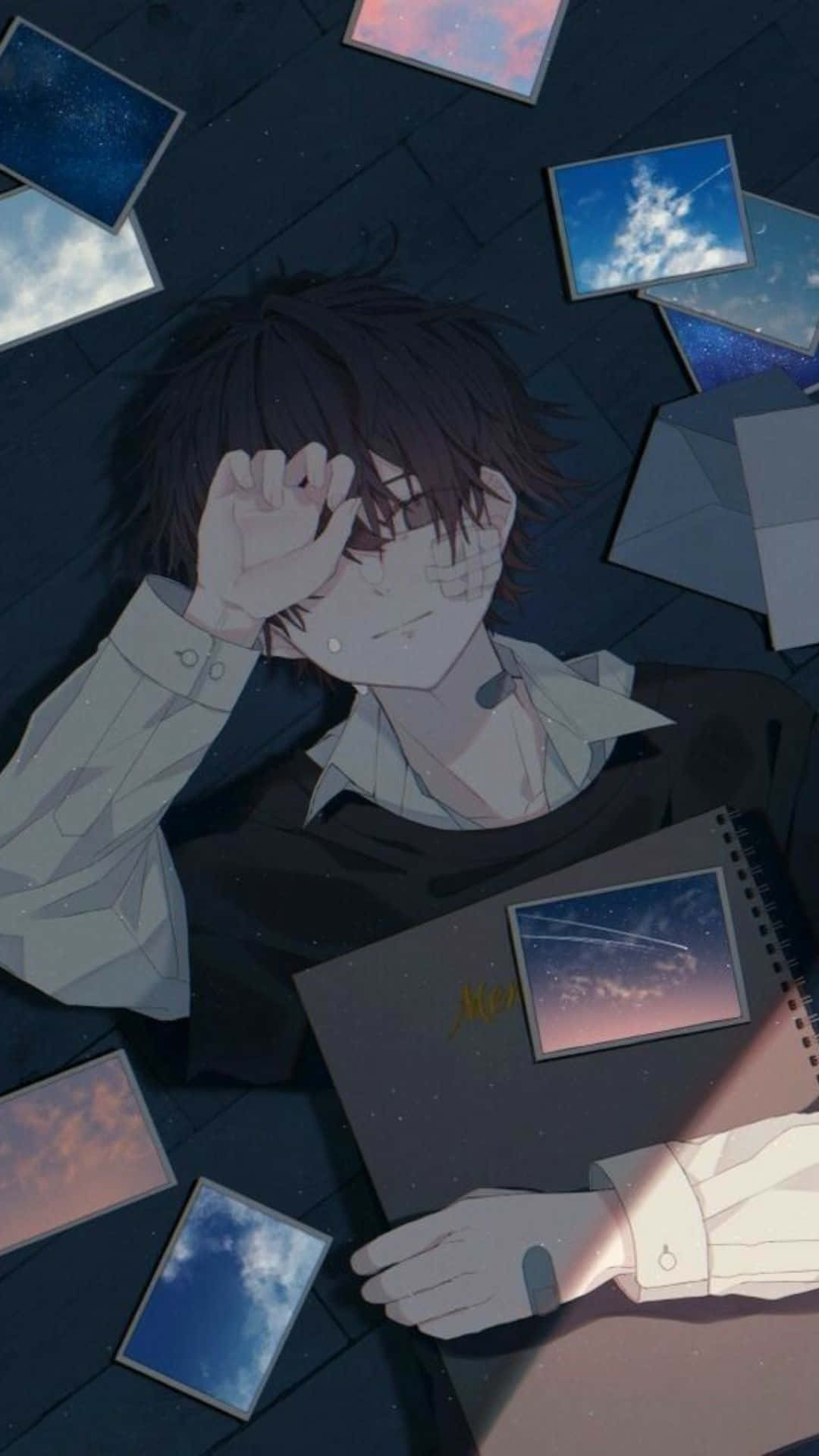 Boy Lying Down Dark Aesthetic Anime Pfp Background