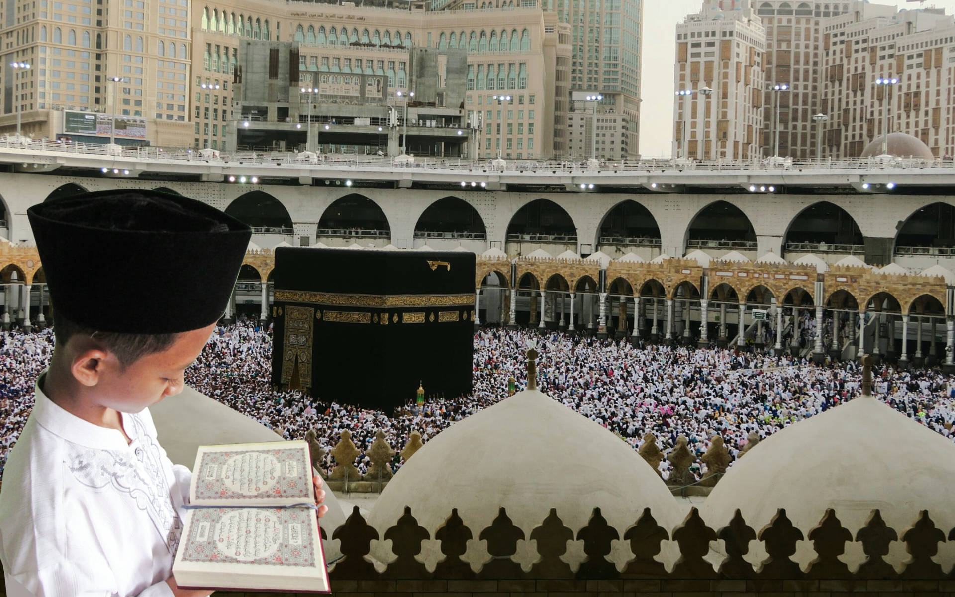 Boy Reading Quran Book Background