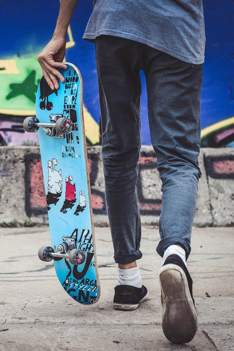 Boy Walking With Skateboard Iphone