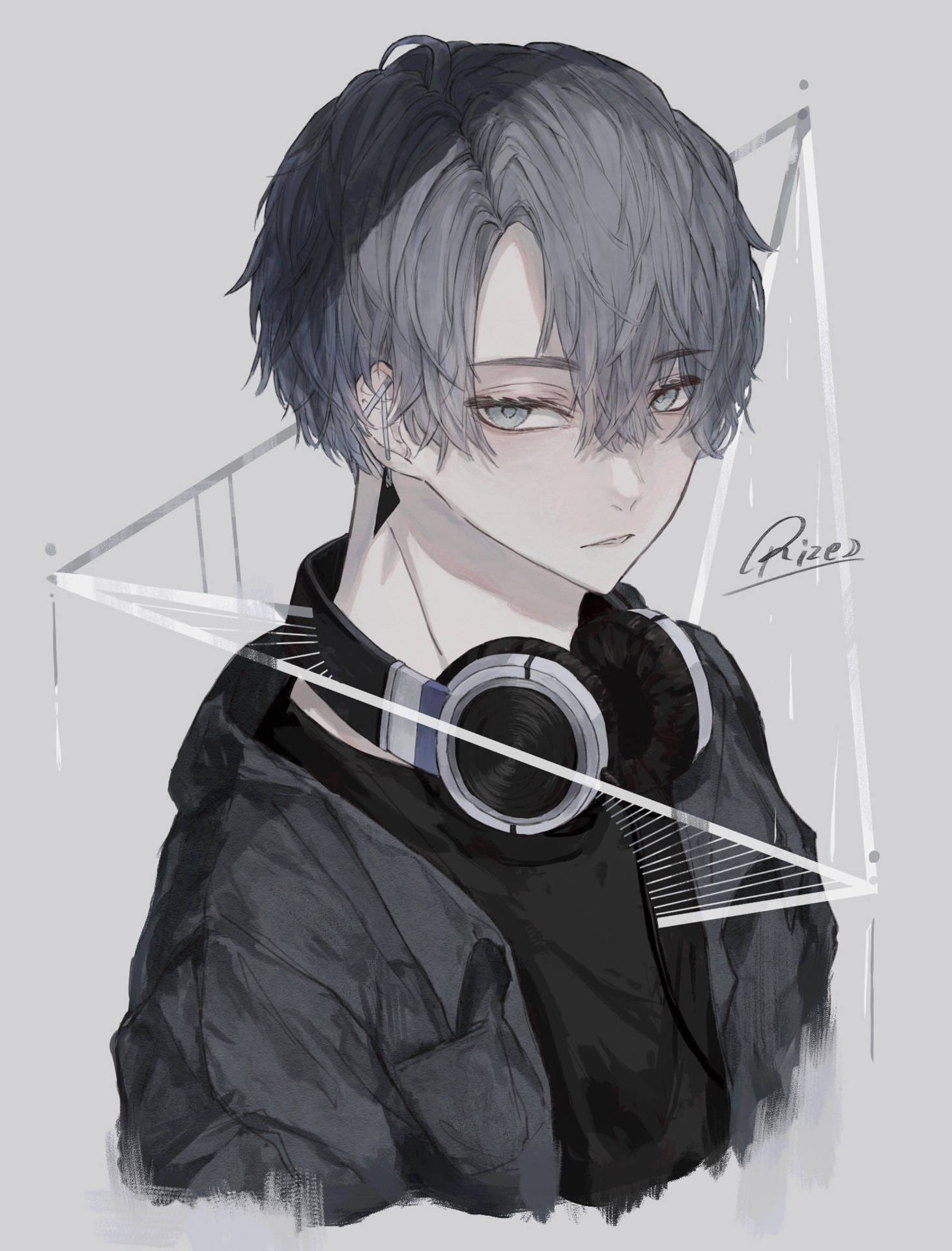 Boy With Headphones Edgy Anime Pfp Background