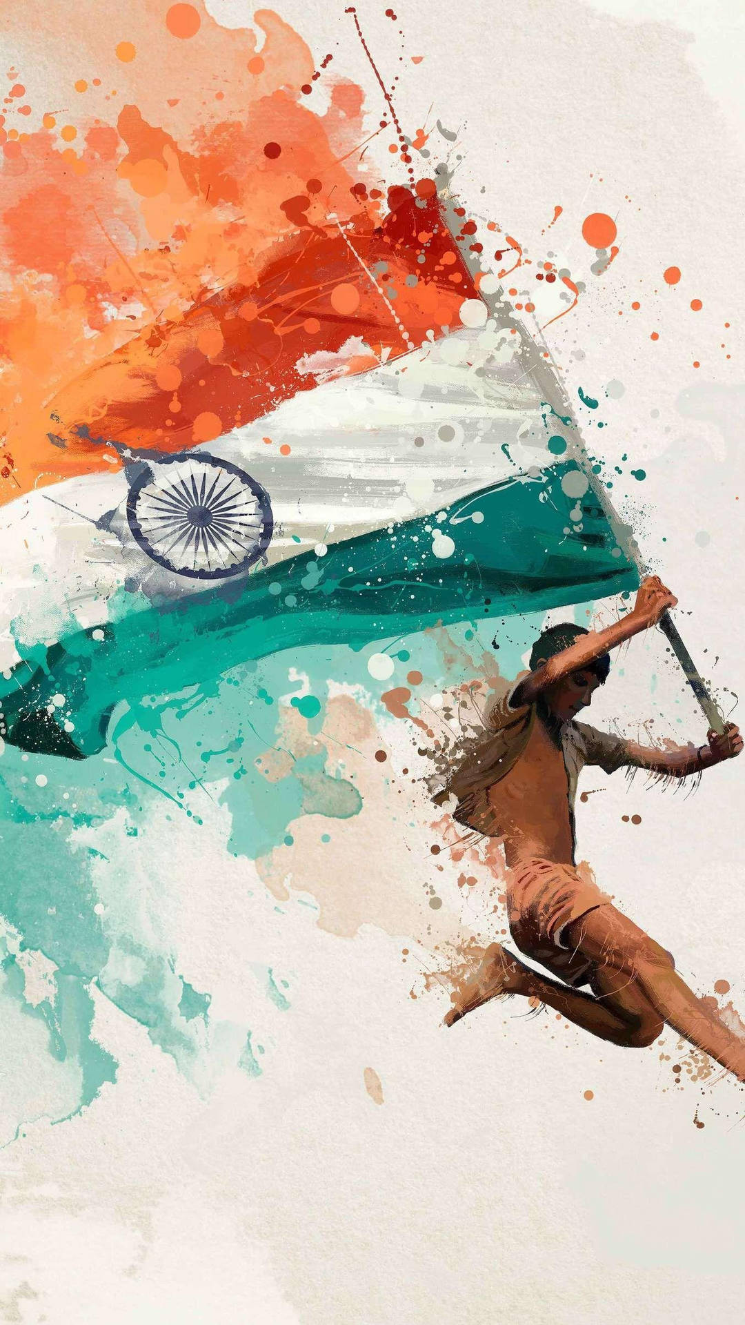 Boy With Indian Flag Art Background