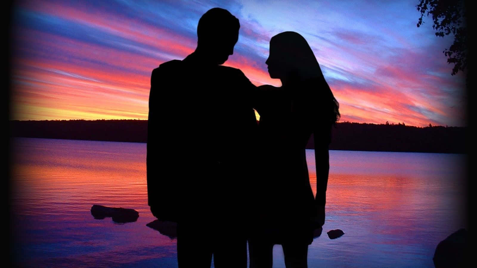 Boyfriend And Girlfriend Silhouette Background