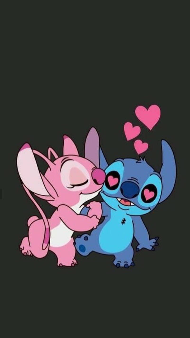 Boyfriend And Girlfriend Stitch With Angel Background