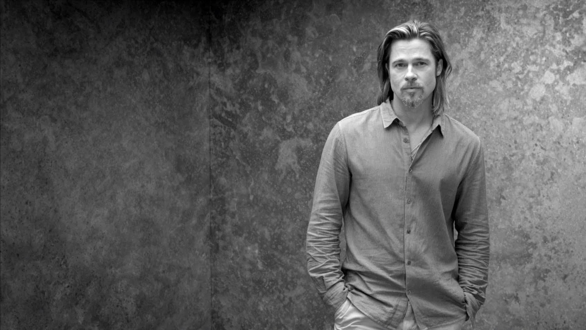 Brad Pitt In Black And White Background