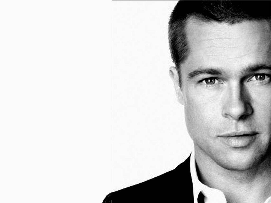 Brad Pitt In Stylish Monochrome Portrait Background