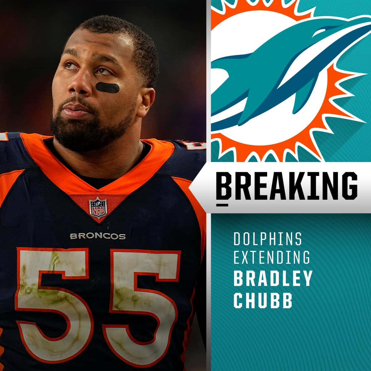 Bradley Chubb Miami Dolphins Graphic Design Background