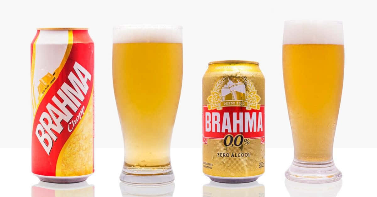 Brahma Chopp And Zero Pilsen Beer On Glasses Background