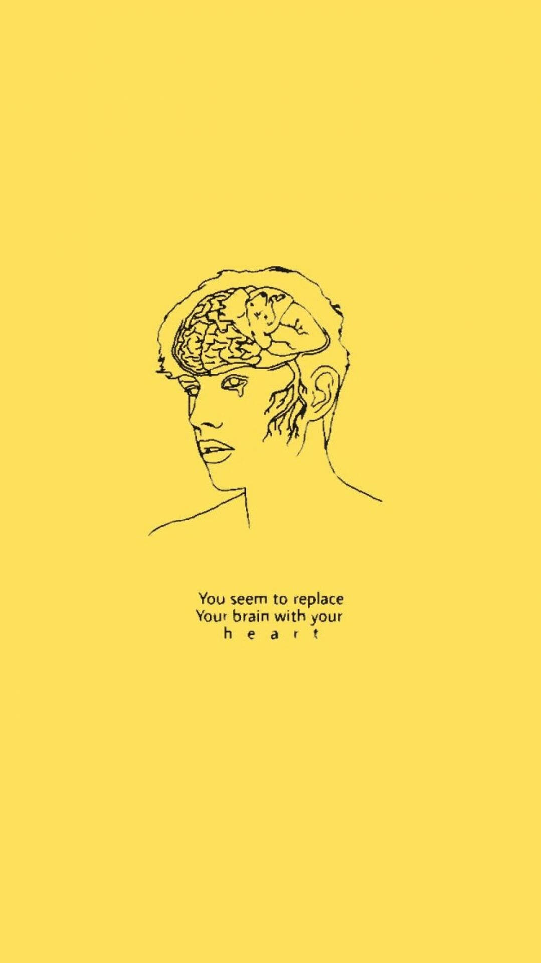 Brain Heart Sad Aesthetic Quote Background