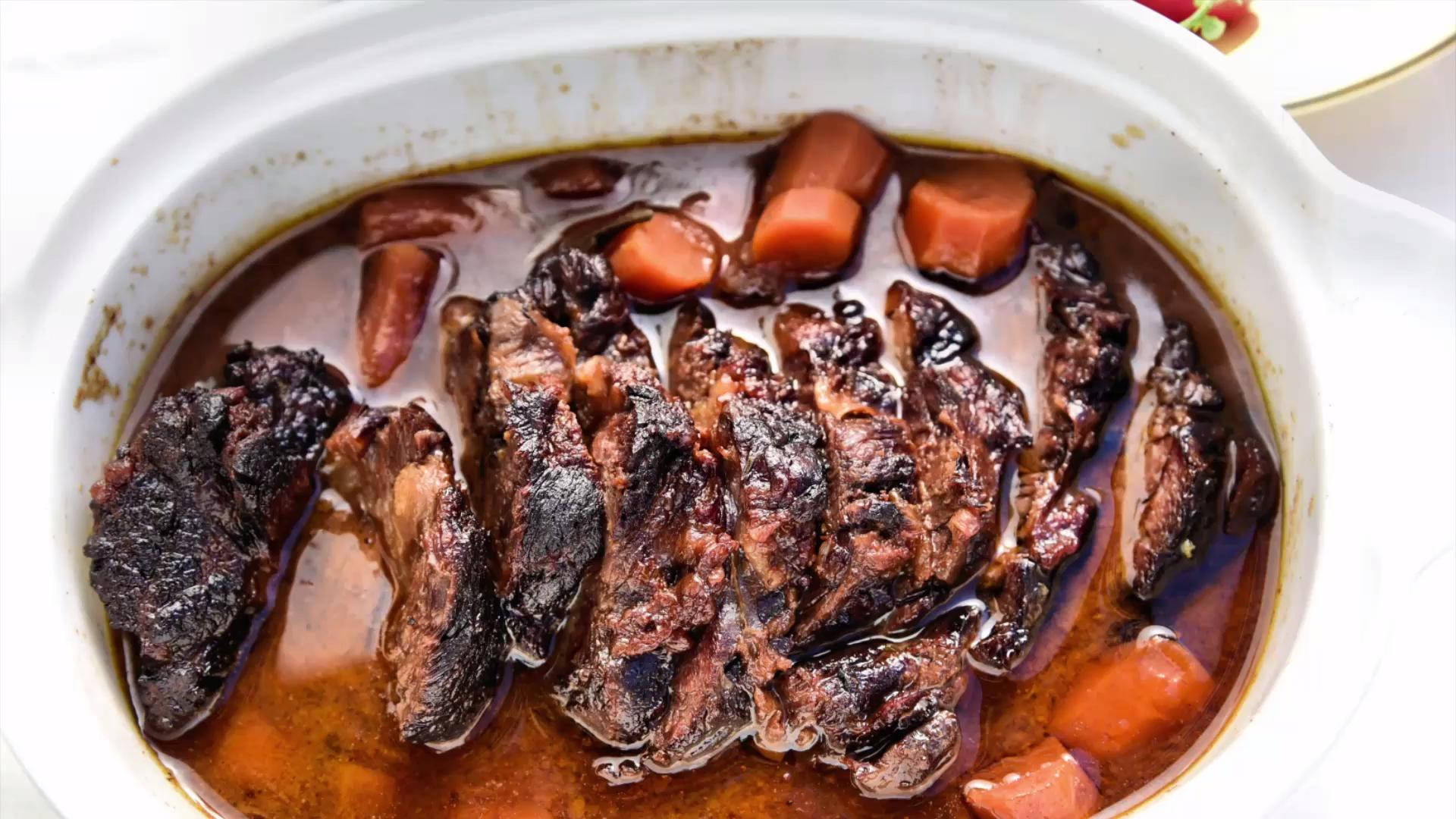 Braised Sauerbraten Traditional German Dish Background