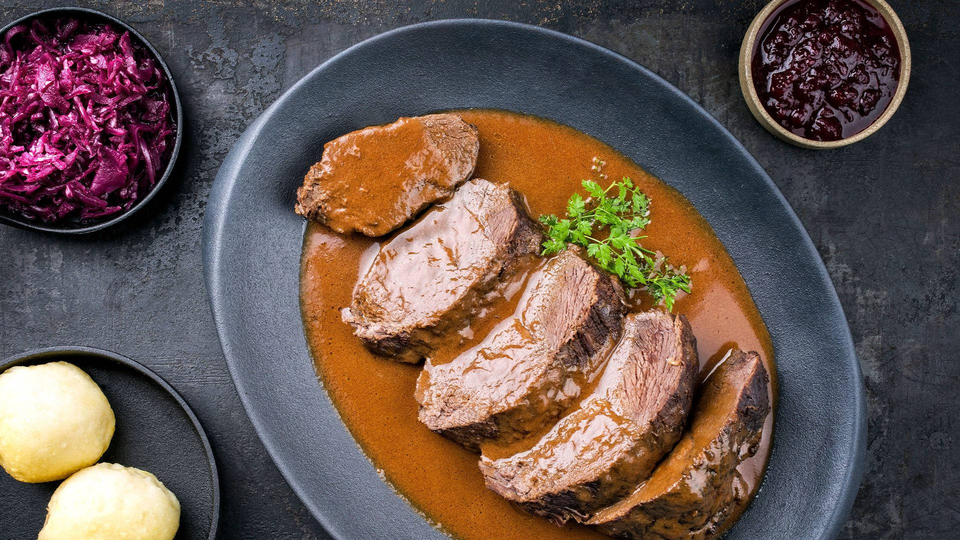 Braised Sauerbraten Traditional German Dish With Creamy Sauce