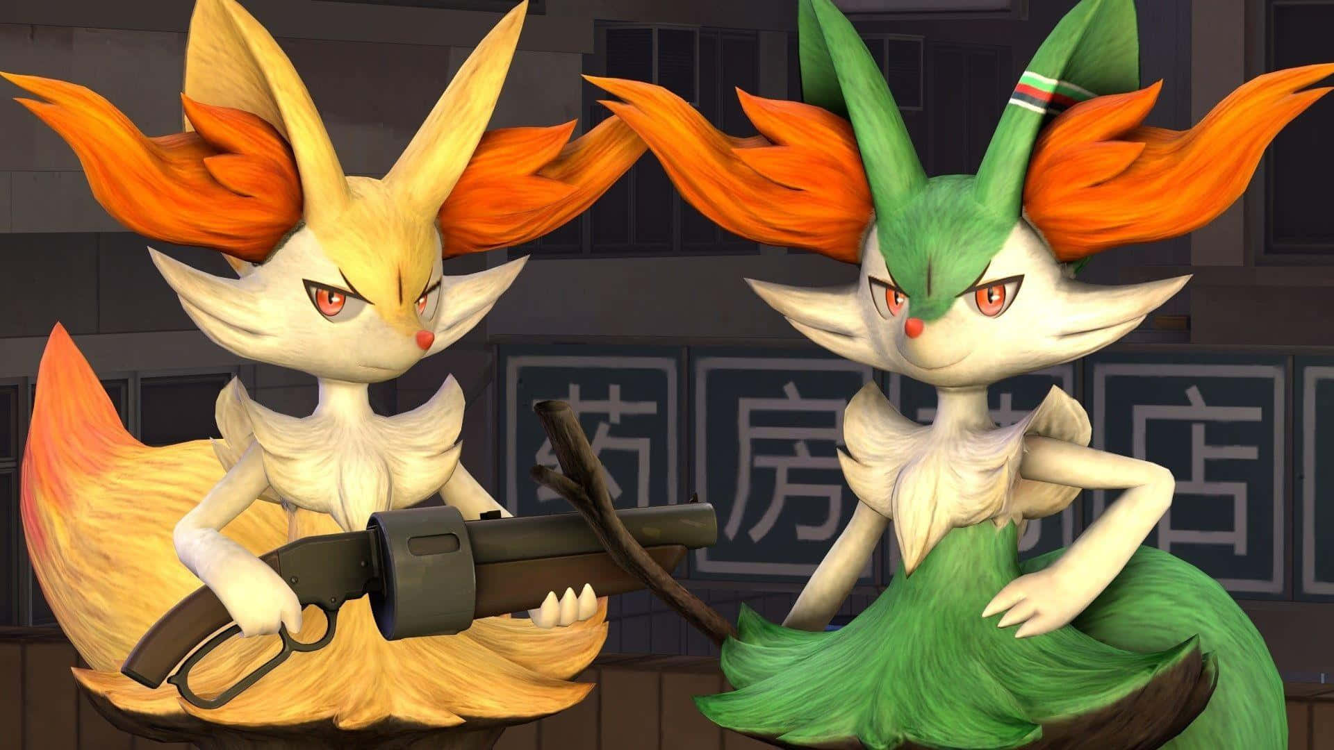 Braixen Duo Action Pose