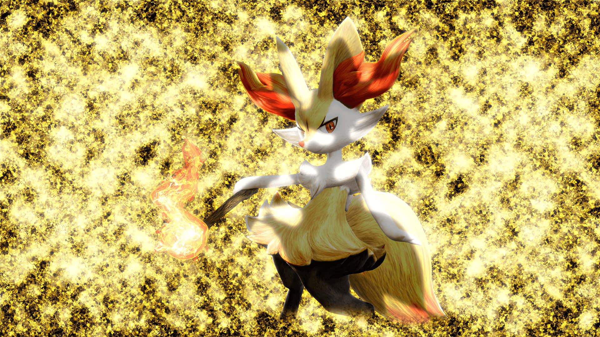 Braixen Emanating Fiery Energy In Pokemon Battle Background