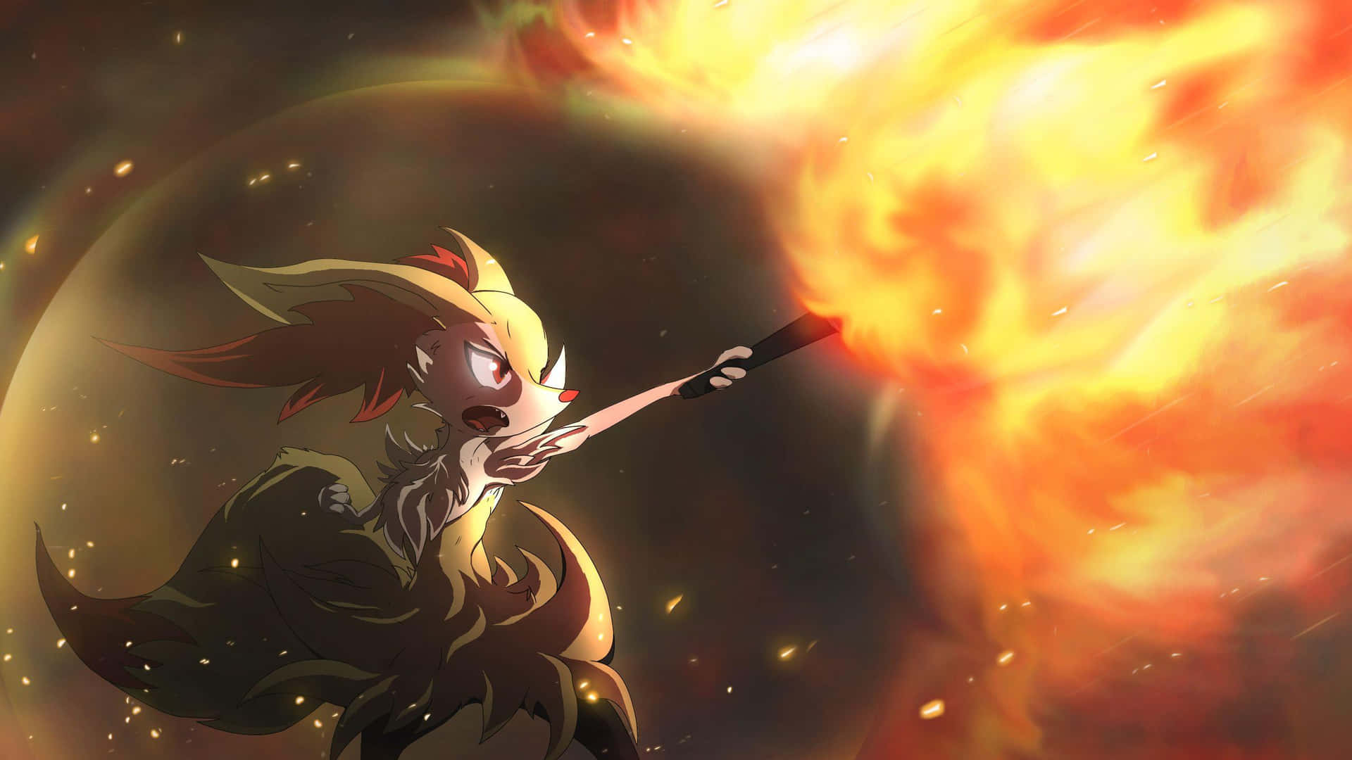 Braixen Fire Blast Artwork Background