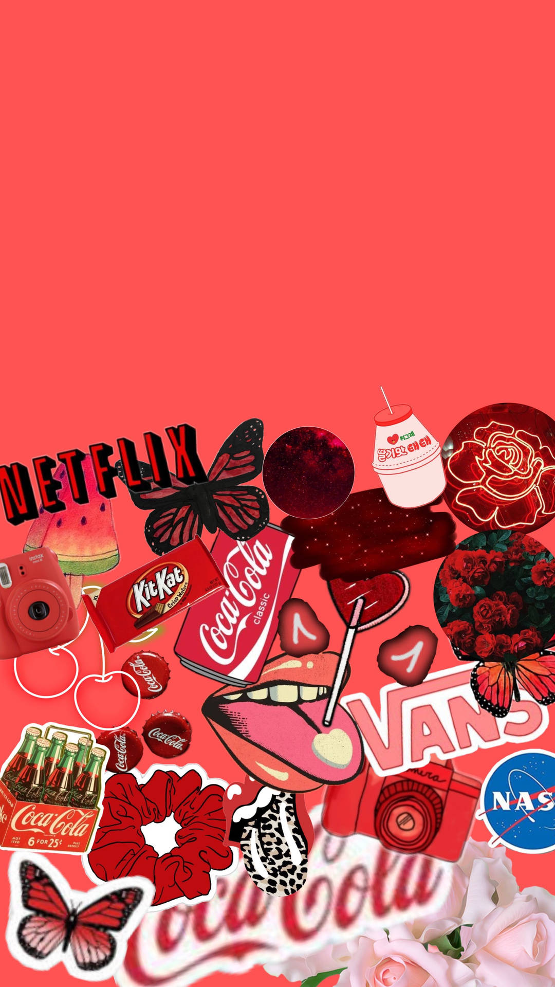 Brand Stickers Pastel Red Aesthetic Background