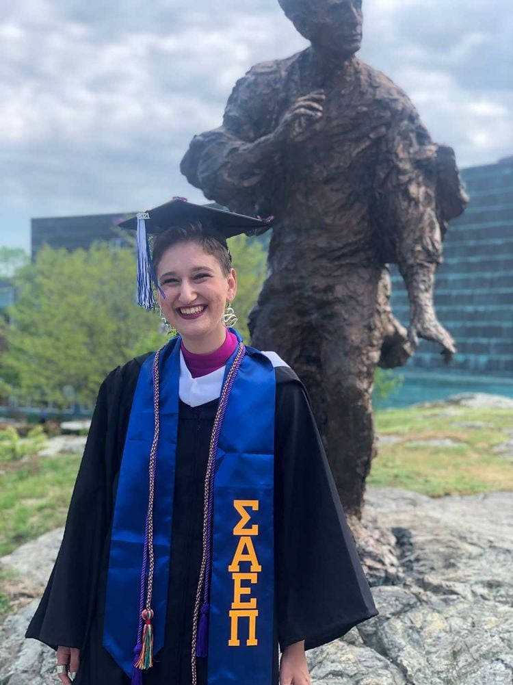 Brandeis University Student Celebrating In Toga