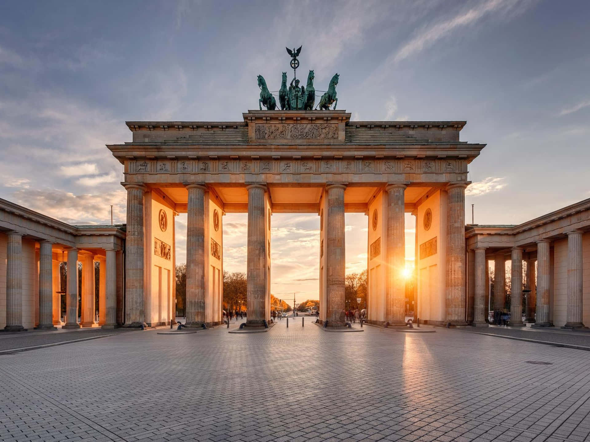Brandenburg Gate Bright Sunset Background