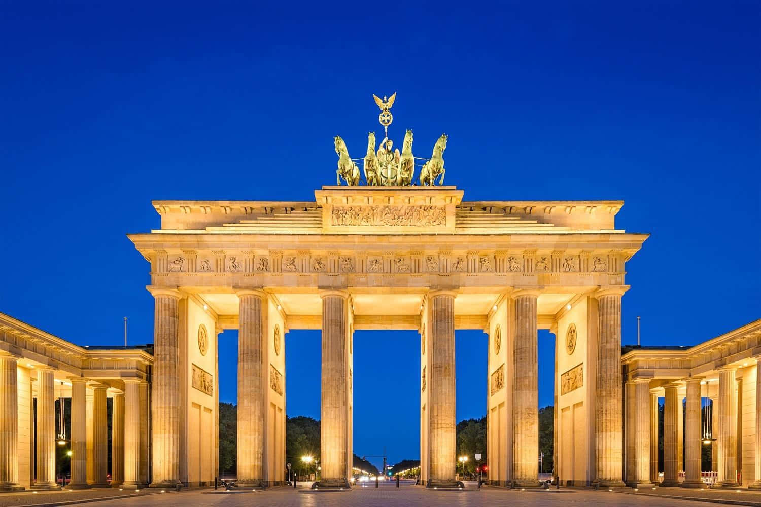 Brandenburg Gate Dark Blue Sky Background