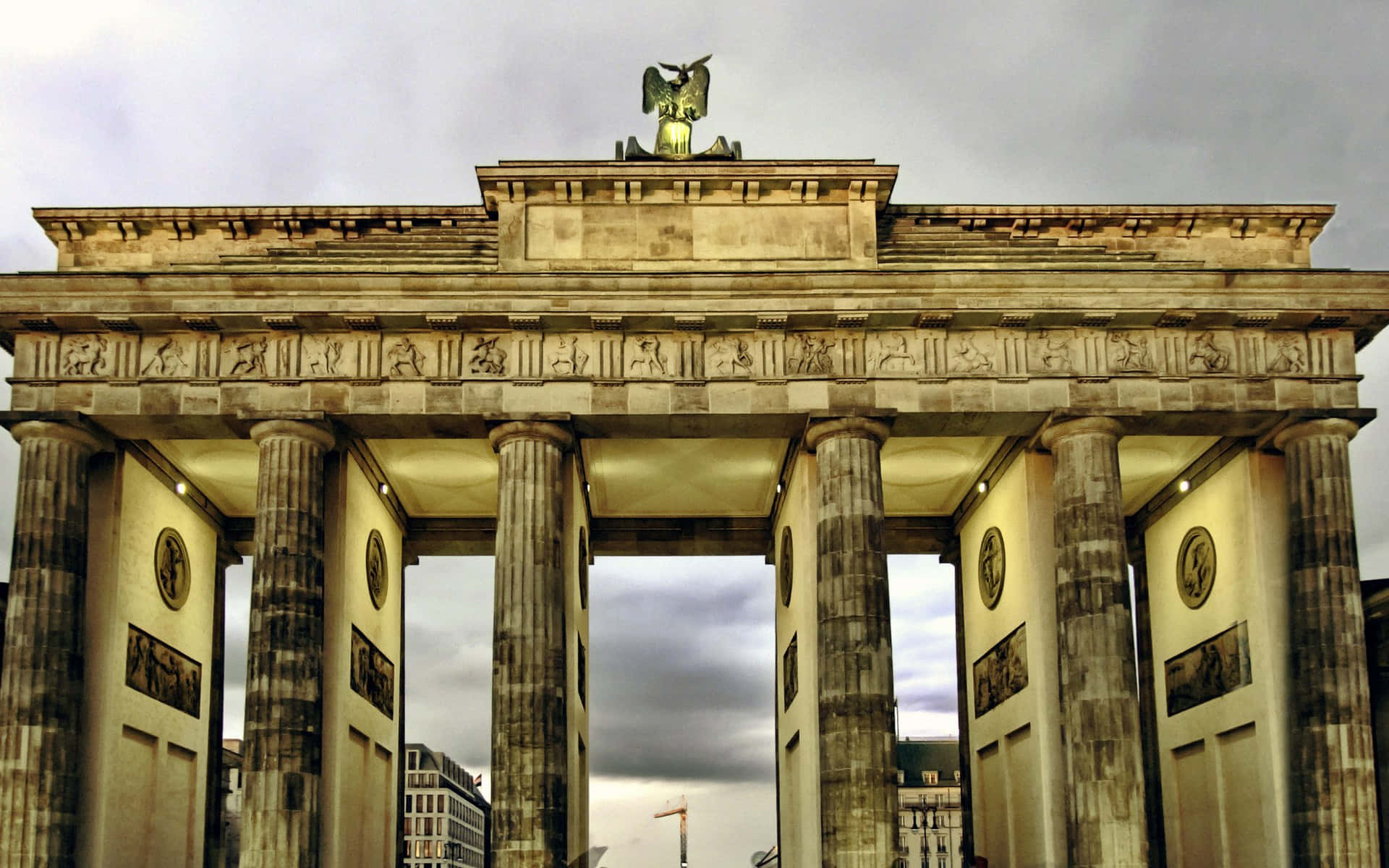 Brandenburg Gate Dark Cloudy Sky
