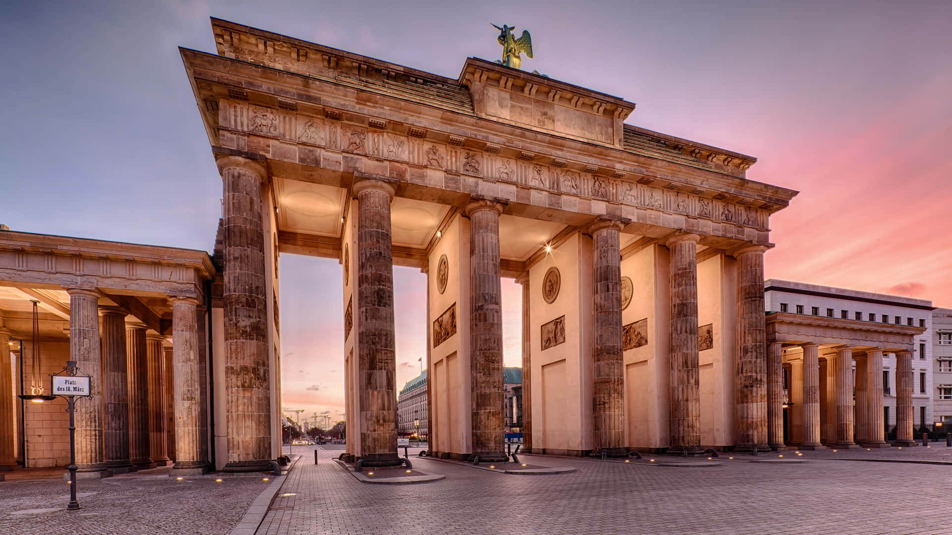Brandenburg Gate Pink Blue Sky