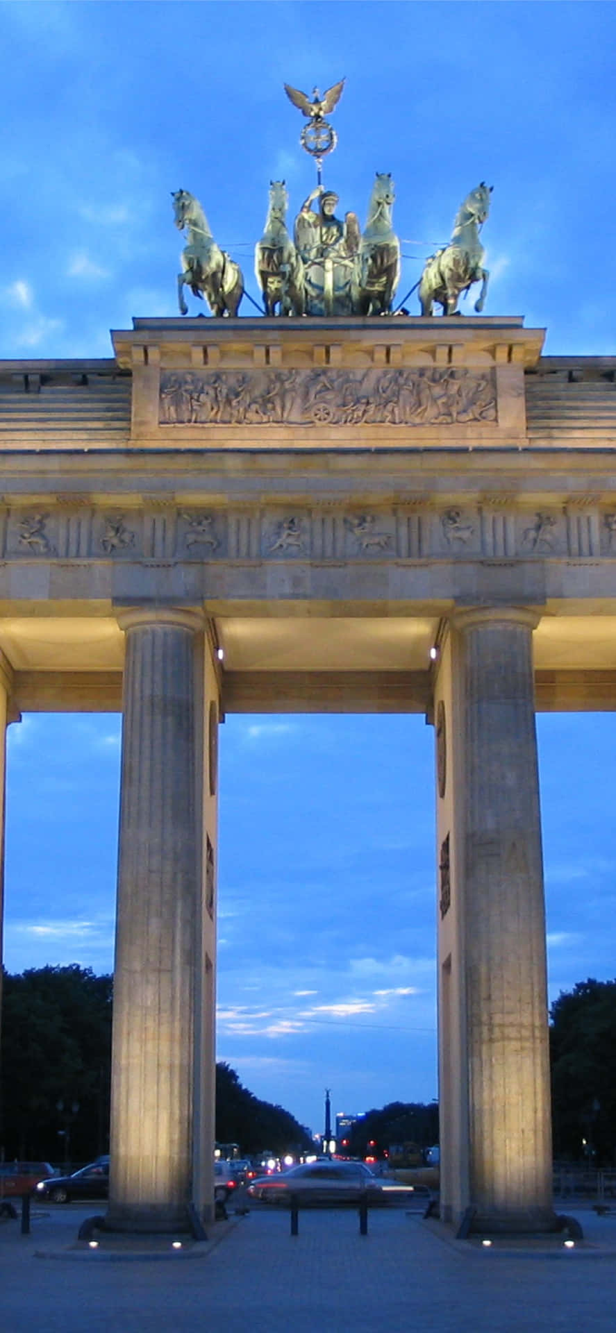 Brandenburg Gate Quadriga Bright Blue Sky Background