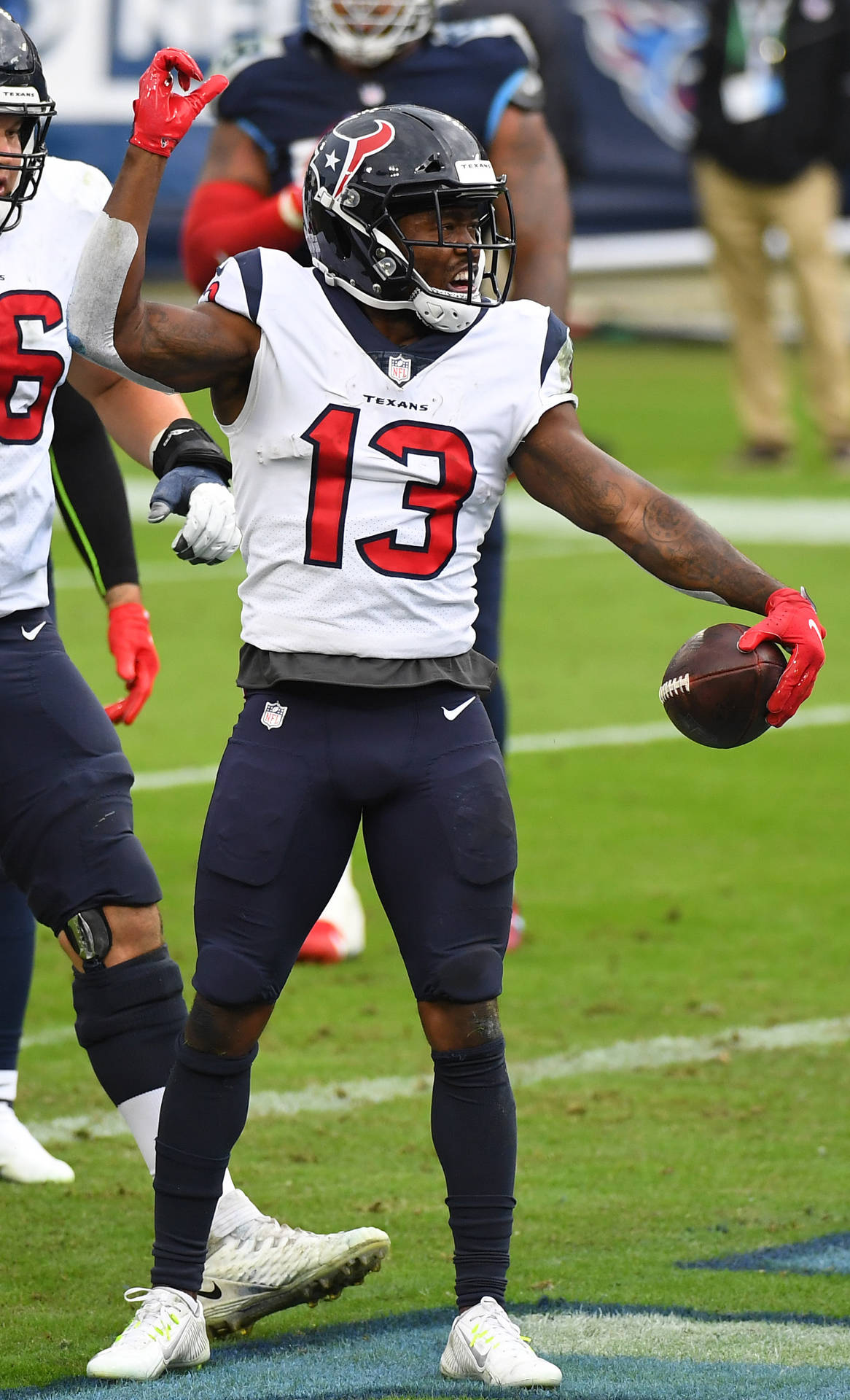 Brandin Cooks With Teammates Background