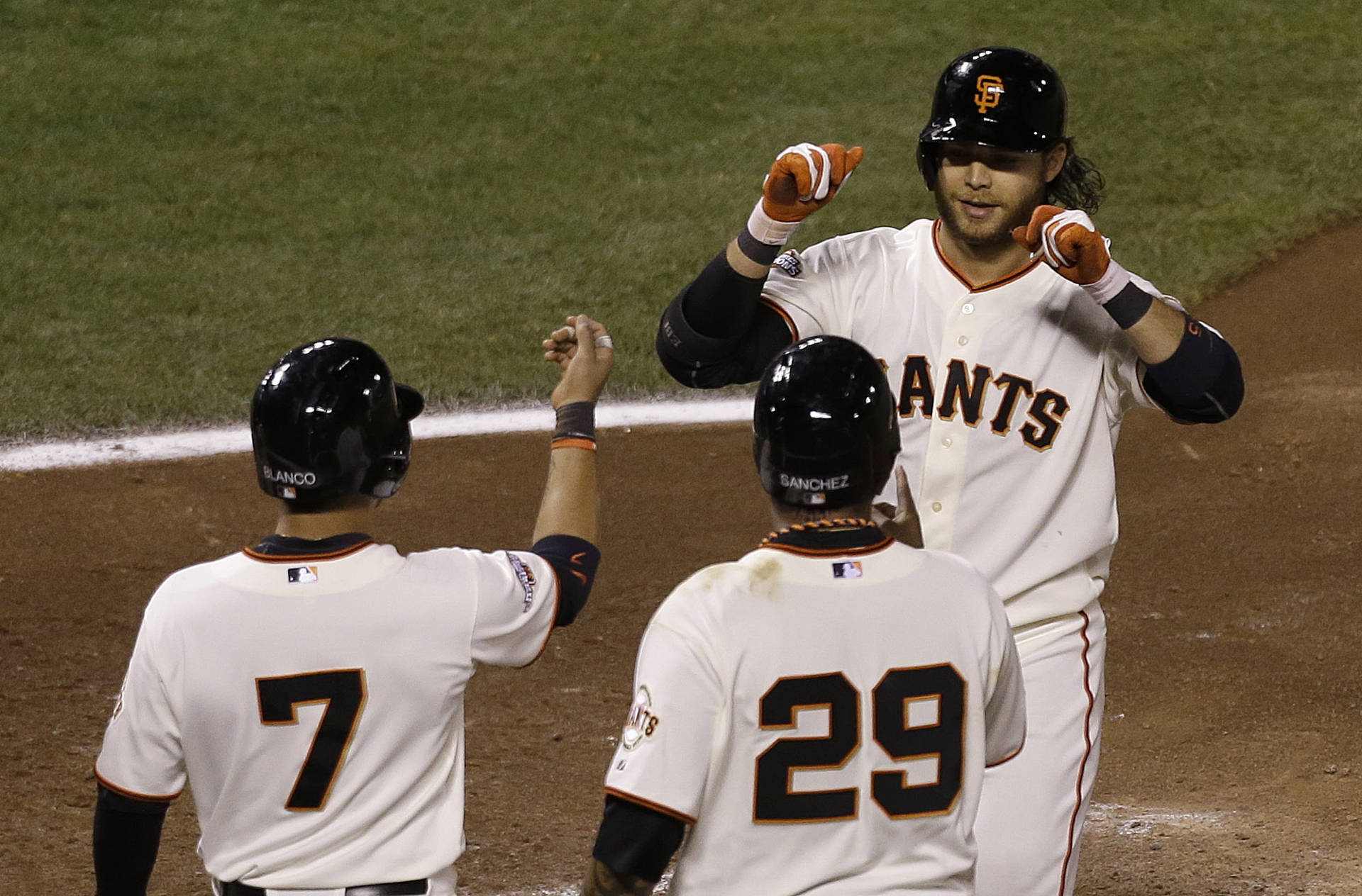 Brandon Crawford Greeting Giants