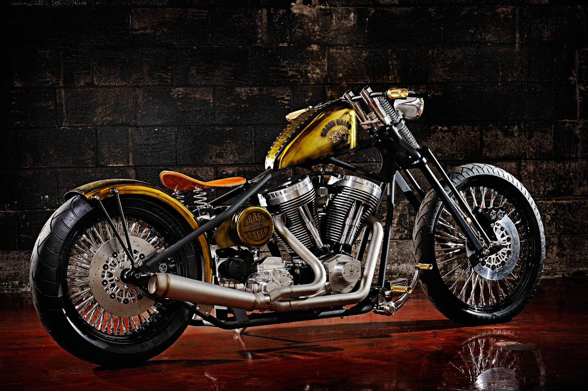 Brass Balls Cycles Chopper Motorcycle Background