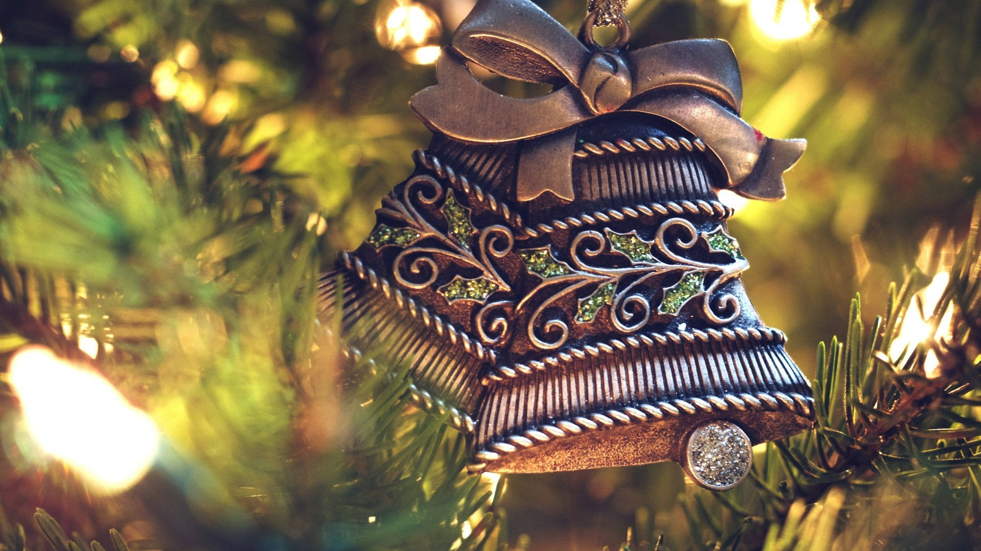 Brass Christmas Bells Background